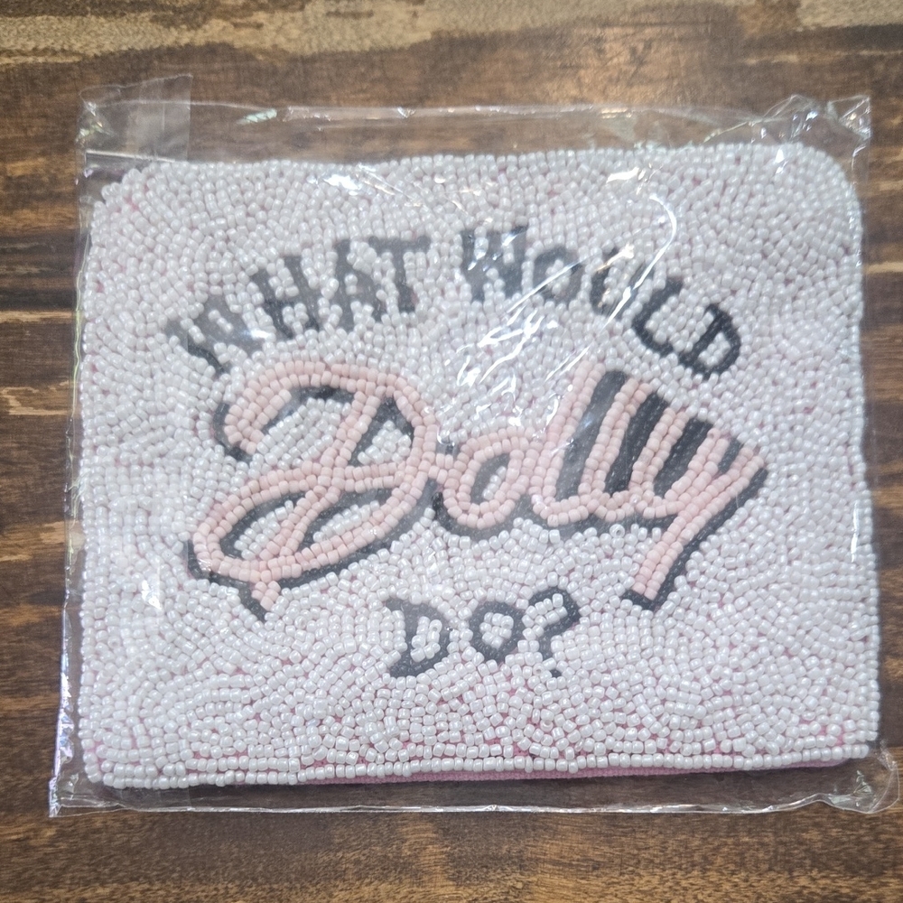 Beaded Clutch with 'What Would Dolly Do?' Design